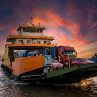 Ferry Ro-Ro en acier de grande taille sur mesure (bateau de travail) à vendre, navire fluvial intérieur avec GPS/AIS pour le transport de marchandises légères (camions, voitures)
