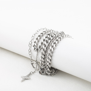 สร้อยคอเหล็กไทเทเนียมแบบมีชั้น จี้รูปดาวแบบโซ่คู่ สำหรับทุกเพศ ใส่ได้ทุกวัน - Product Image 2