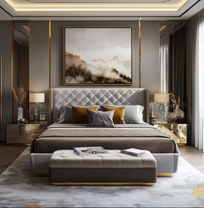 High-end European Deluxe <b>Queen</b> <b>Bed</b> Bedroom Solid Wood Furniture Modern Italian Bedroom Set Eco-friendly Customizable Hotel Villa - Product Image 5