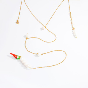 Collier chaîne dos nu avec perles d'eau douce et placage or pour femme, bijoux style resort pour le quotidien - Product Image 5