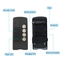 Dispositif opto-acoustique portatif à piles pour la sécurité périmétrique des ports, 133 dB, 28025 cd, flash stroboscopique, 1,9 kg, portée de dispersion de 14 m