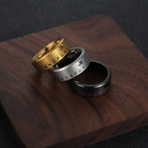 Viking Dedo dos homens Spinner Black Gothic Thumb <span class=keywords><strong>Ring</strong></span> Titanium Aço 316L Letra Fidget Emo Time Rings Presentes de Glamour Para O Homem - Product Image 2