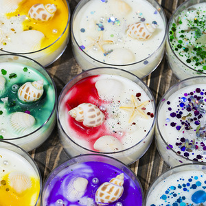 Colorful Seashell Scented Candles Soy Wax Handmade Cylinder Home Decoration - Product Image 1