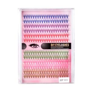 Extensions de <span class=keywords><strong>cils</strong></span> individuelles colorées en soie épaissie, faux <span class=keywords><strong>cils</strong></span> verts, violets, bleus, roses, oranges, jaunes pour l'amélioration de la beauté - Product Image 6