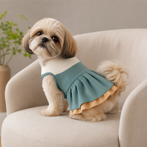 Gilet pour chien sans manches, coupe princesse, bord côtelé, couleur unie, textile respirant, toutes saisons, été, pour petits chiens - Product Image 1