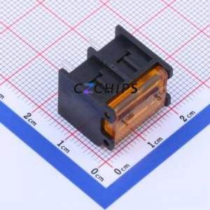 DBT50G-8.25-2P-BK-P Barrier Terminal Block Through hole,P=8.25mm Connector With Cover Plate 8.25mm 1x2P Straight Pin - Product Image 1