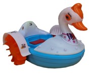 Bateau à pédales électrique en fibre de verre avec éclairage LED en forme de cygne, pour utilisation en intérieur/extérieur, pour parcs d'attractions et lacs