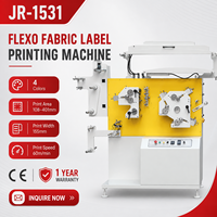 Machine d'impression d'étiquettes flexo JR-1531, vitesse 60 m/min, 4 couleurs, automatique, pour ruban satiné, tissu et vêtements.