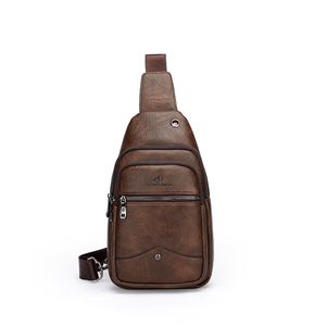 Men's Custom Fashionable <b>Chest</b> Bag Waterproof PU Leather Zipper Closure Crossbody Anti Theft Sling Bag Summer Portable - Product Image 3