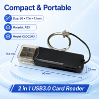 Lector de Tarjetas USB 3.0 2 en 1, SD TF Micro SD, 5Gbps de Alta Velocidad, Chip GL3231, Mini Lector Portátil para Laptop, PC y Cámara