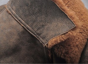 Mens Lamb Fur <strong>Bomber</strong> <strong>B3</strong> Leather <strong>Jacket</strong> Sheepskin Double Face Shearling Coat Oversize Genuine Leather <strong>Jacket</strong> - Product Image 5