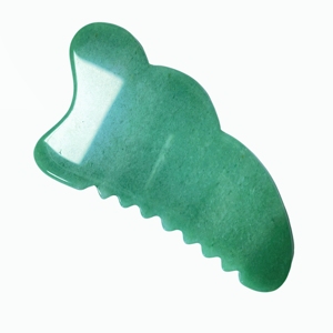 Premium Green Aventurine Gua Sha Massager Wave-Shape Facial Sculpting Tool with Ridged Side for Puffiness Relief - Product Image 4