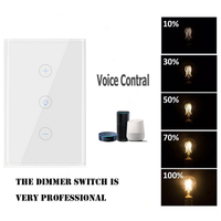 Interrupteur intelligent WiFi Tuya, norme américaine, panneau tactile en verre trempé, 100V-240V, compatible avec Alexa, Google Home, application Smart Life