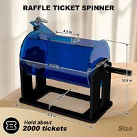 Tambour Spinner de billets de tombola en acrylique bleu translucide sur mesure avec poignée tournante silencieuse support de roue de tombola de grande capacité