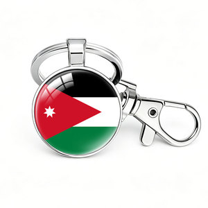 Porte-clés en cristal avec drapeau de la Jordanie, avec fermoir mousqueton, porte-clés drapeau mondial, pendentif pour clés de voiture, décoration de sac à dos, souvenir, cadeau personnalisé - Product Image 1
