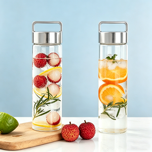 High Quality Leakproof Food Grade Borosilicate Glass <b>Bottle</b> Reusable Portable for Sports Fitness Camping and Outdoor Activities - Product Image 1