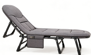 Lit de camping pliant HANTU MEISHI, lit simple d'extérieur, chaise longue portable simple pour la sieste au bureau, lit d'allaitement, style américain, en métal - Product Image 3