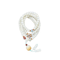 Gelang Zooying White Root Mala Batu Giok Shoushan Biji Teratai Tasbih Buddha Dapat Disesuaikan Perhiasan Meditasi Unisex