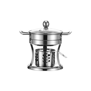 Stainless Steel Single Person Hot Pot With Alcohol <b>Stove</b> Eco Friendly Pellet Fuel Home Use - Product Image 1