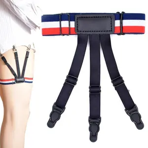 Wholesale Men's Non-Slip Hoist Buckle Shirt Garter Belt Striped Pattern Nylon Garters