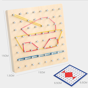 HOYE CRAFT – planche géométrique graphique, jouets <span class=keywords><strong>math</strong></span>ématiques, planche géométrique en bois, jouet Montessori avec élastiques - Product Image 2
