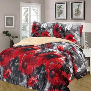 SMILING HOME 2022 Nuevo Diseño <span class=keywords><strong>Chantal</strong></span> Rojo Juego de Edredón y Funda Nórdica para Cama California King, 3 Piezas, 100% Poliéster Antiestático, Lavable a Máquina - Product Image 1