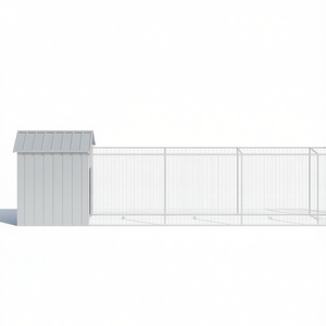 Cuccia per Cani in Acciaio Zincato Grigio Chiaro 46.1x320.1x48.4 Pollici con Tetto, Alloggio Esterno per Animali Domestici di Taglia Grande - Product Image 1