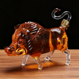 Botella de vino personalizada 1000ML con forma de jabalí licor decantador de vino botella de vidrio con forma de cerdo - Product Image 1