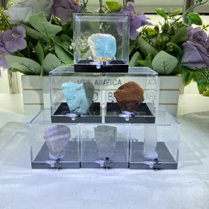 Wholesale Small Acrylic Mineral Box Natural Raw Rocks Crystal Specimens Box For Gift