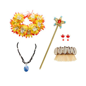 Disfraz de Princesa Moana Maui, <span class=keywords><strong>Peluca</strong></span>, Collar, Pinza para el Cabello <span class=keywords><strong>con</strong></span> Flor, Peluche de Cerdo y Gallo de Moana, Set de Disfraces para Halloween - Product Image 5