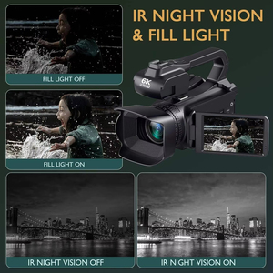 กล้องดิจิตอล SLR ระดับมืออาชีพ 6K ความละเอียด 64MP พร้อม WIFI กล้องมองกลางคืน หน้าจอ 4 นิ้ว ไฟเสริม 18 เท่า และที่ยึดไมโครโฟน รุ่น HDV-206KM Nig - Product Image 5