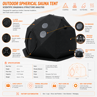Tente de sauna Warmfire, directement de l'usine, grande tente de sauna à boule pour 8 à 10 personnes, triple isolation, Oxford imperméable, abri de camping