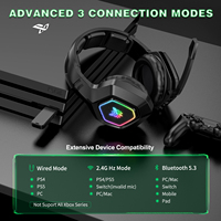 Casque de jeu sans fil ONIKUMA B100 tri-mode 2,4 GHz, casque de jeu multiplateforme, écouteurs avec son supérieur de 50 mm, fabricant