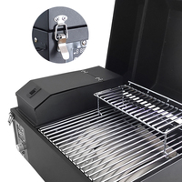 Barbecue portable 8-en-1 rotatif d'extérieur au charbon de bois, en acier inoxydable avec revêtement en poudre, fumoir de table pliable à température numérique réglable
