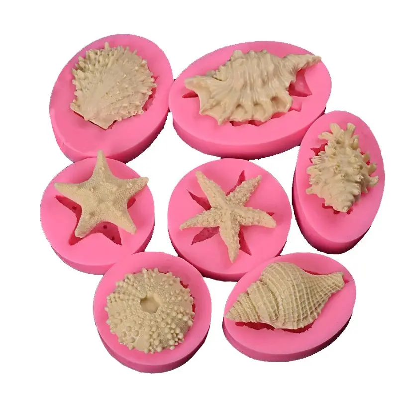 Serie Ocean perla conch starfish shell riccio di mare del fondente stampi conchiglia decorazione della torta del silicone della muffa