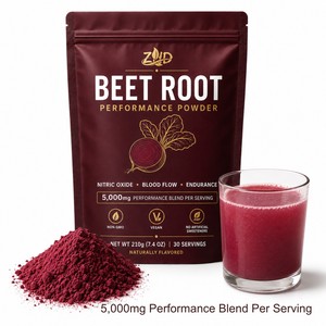 Polvo <span class=keywords><strong>de</strong></span> Raíz <span class=keywords><strong>de</strong></span> Remolacha Pura para Mejorar el Rendimiento |   Mezcla Botánica <span class=keywords><strong>de</strong></span> 5000 mg |   Óxido Nítrico <span class=keywords><strong>de</strong></span> Marca Privada, Fórmula Vegana con Sabor a Frambuesa Azul - Product Image 1