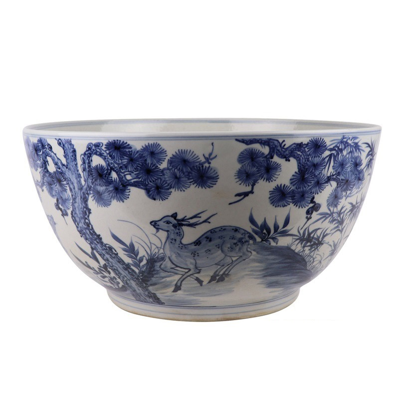 Grande vaso in porcellana bianca e blu, Cina, fine XIX secolo | Finarte