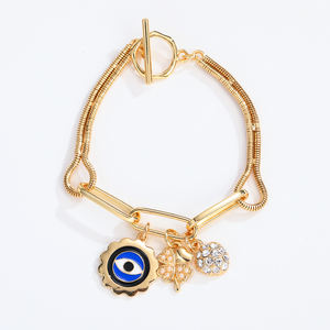 الجملة 2022 المرأة مصمم سوار القلب قلادة العين سحر سوار الذهب مطلي الفولاذ المقاوم للصدأ سلسلة أساور - Product Image 4
