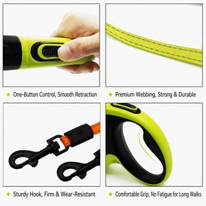 cool buo Retractable <b>Dog</b> <b>Leash</b> Heavy-Duty <b>Leash</b> Anti-Slip Rubberized Handle One-Handed Brake Strong Nylon Webbing Tangle-Free - Product Image 5