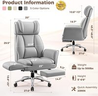 Silla de Oficina Ergonómica Gris con Patas Cruzadas Giratorias y Ajustables, Sillas de Escritorio para Computadora