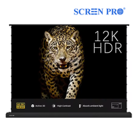 Pantalla de Proyección Motorizada SCREEN PRO, con Control Remoto, Elevación Automática desde el Suelo, Color Gris Cristal Negro Diamante, para Cine en Casa