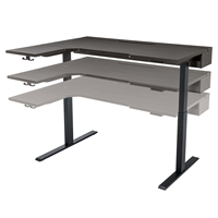 AJUNION Bureau électrique en forme de L Bureau debout réglable en hauteur Alimentation intégrée Chargement sans fil Cadre des jambes montantes Bureau debout