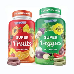 2024 trái cây & VEGGIE viên nang 180 đếm thiên nhiên Vitamin cân bằng của trái cây và rau Hỗ trợ cân bằng năng lượng đậu nành miễn phí Vegan viên nang