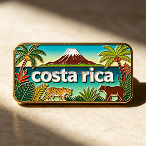 Imán de nevera de metal con diseño de Perezoso de <span class=keywords><strong>Costa</strong></span> Rica, Palmera <span class=keywords><strong>Tropical</strong></span> y Bebida de Coco - Product Image 6