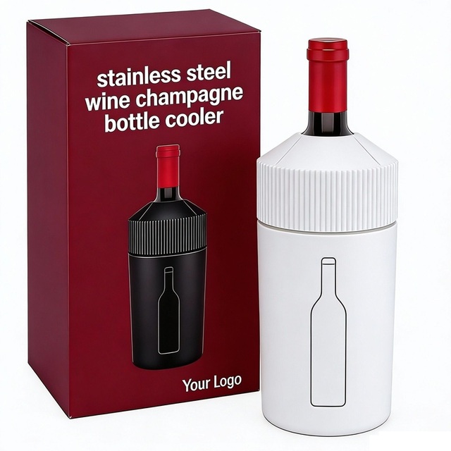 Factory Direct Sale Wine Chiller Single Bottle Stainless Steel Iceless Cooler Insulated Wine Bottle Keep Wine Cold