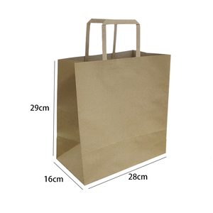 Eco-friendly Flat Handle Kraft White Take Away Paper <b>Bag</b> With Custom Logo Printing - Product Image 3
