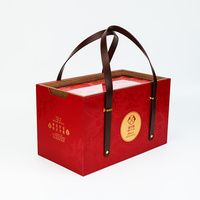 Boîte cadeau en papier biodégradable en gros, personnalisée, portable, avec poignée, pour l'emballage de macarons, gâteaux et desserts