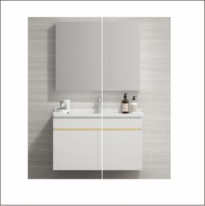 Modern 60\" Double Sink Bathroom Vanity LED <strong>Bath</strong> Mirror Four Seasons Design Solid Wood <strong>MDF</strong> Case Lacquer Door <strong>Panel</strong> for Villas - Product Image 1