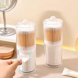 Transparent Acrylic Cotton Pad And Swab Storage <b>Box</b> With Lid Dustproof Cosmetic Organizer <b>For</b> Dressing Table - Product Image 3