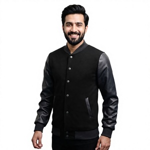 Chaqueta universitaria de béisbol bordada personalizada para hombre con mangas de cuero Chaqueta de béisbol universitaria de invierno para hombre - Product Image 1